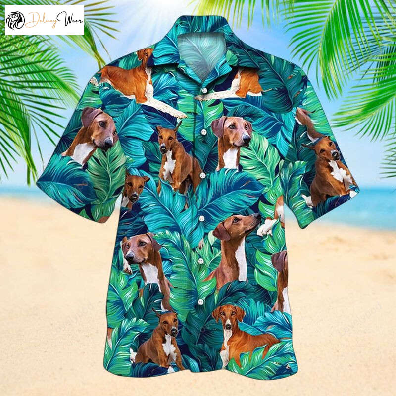 Tropical Palm Tree Dog Lover Hawaiian Shirt Gift Azawakh Dog 3D Clothing for Summer