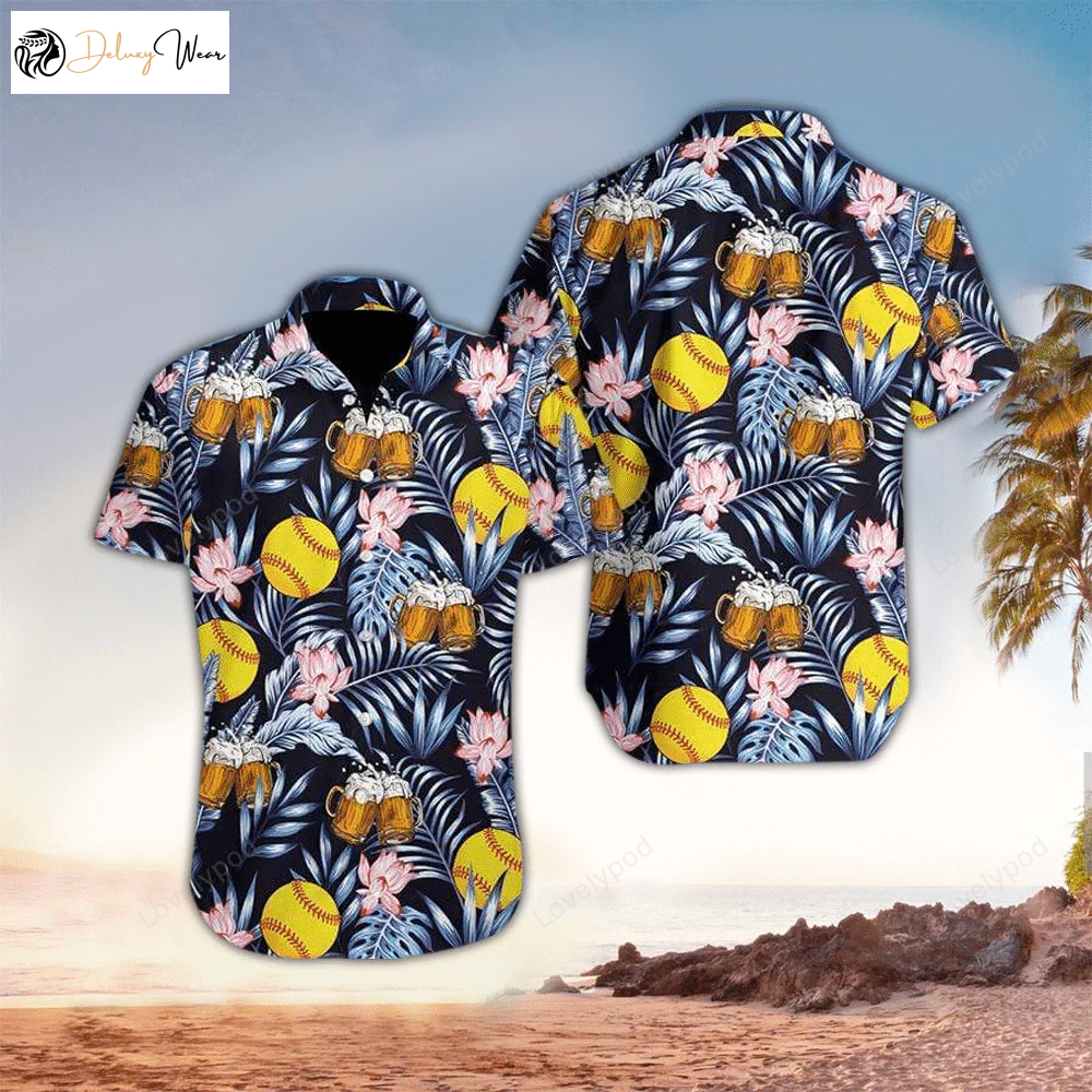 Beer Lover s Aloha Hawaii Shirt: Perfect Softball Attire for Hawaiian Fun!