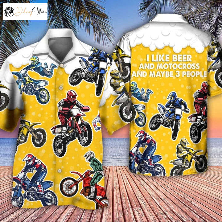 Beer and Motocross Hawaiian Shirt Aloha Beach Party 2023 Men and Women
