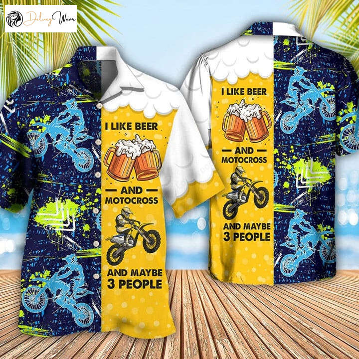 Beer Motocross Hawaiian Shirt: Unisex Beach Shirt for Beer Lovers