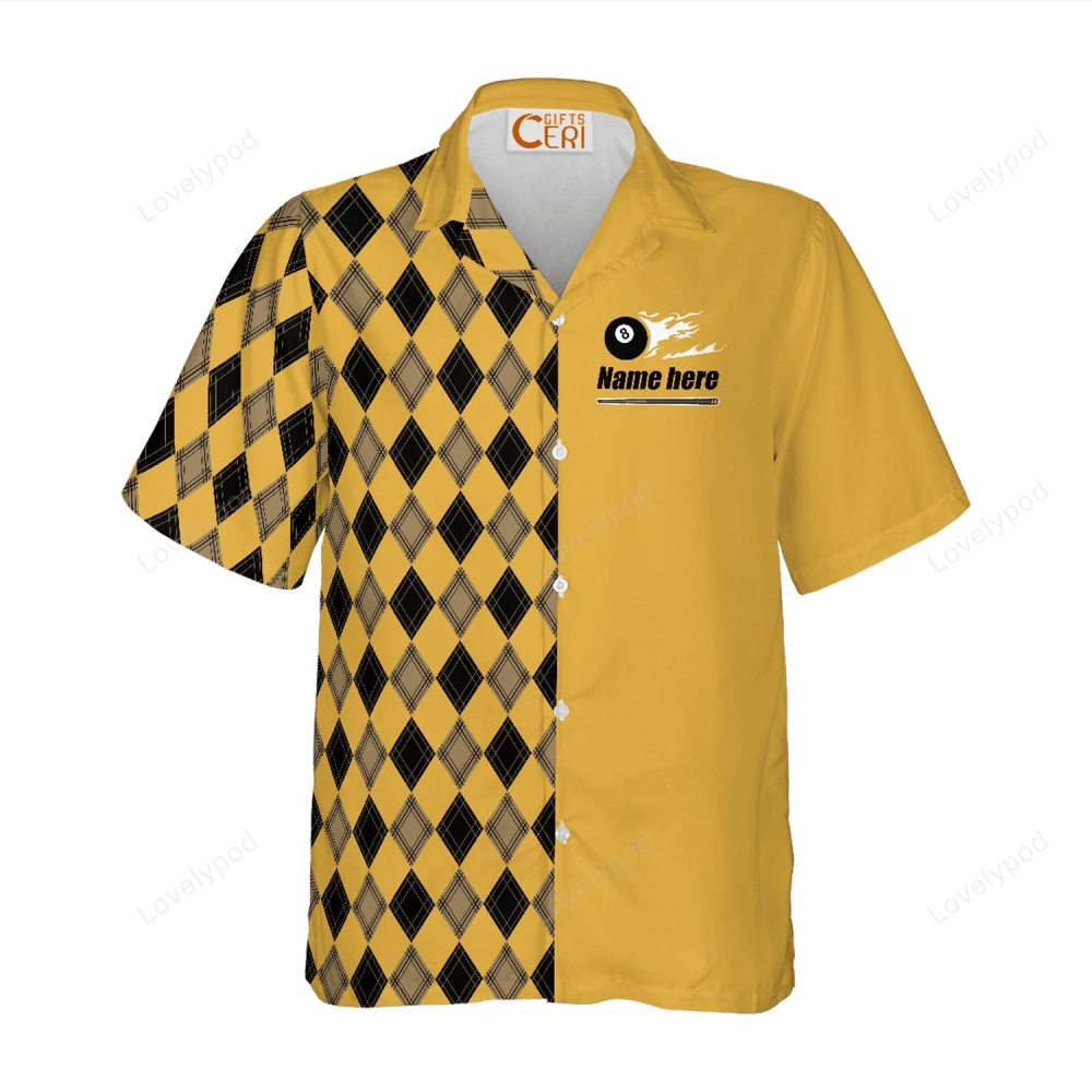 Custom Billiard Shirt: Personalized Hawaiian Aloha Shirt for 8 Pool Players with Custom Names