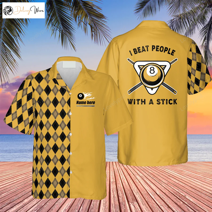 Custom Billiard Shirt: Personalized Hawaiian Aloha Shirt for 8 Pool Players with Custom Names