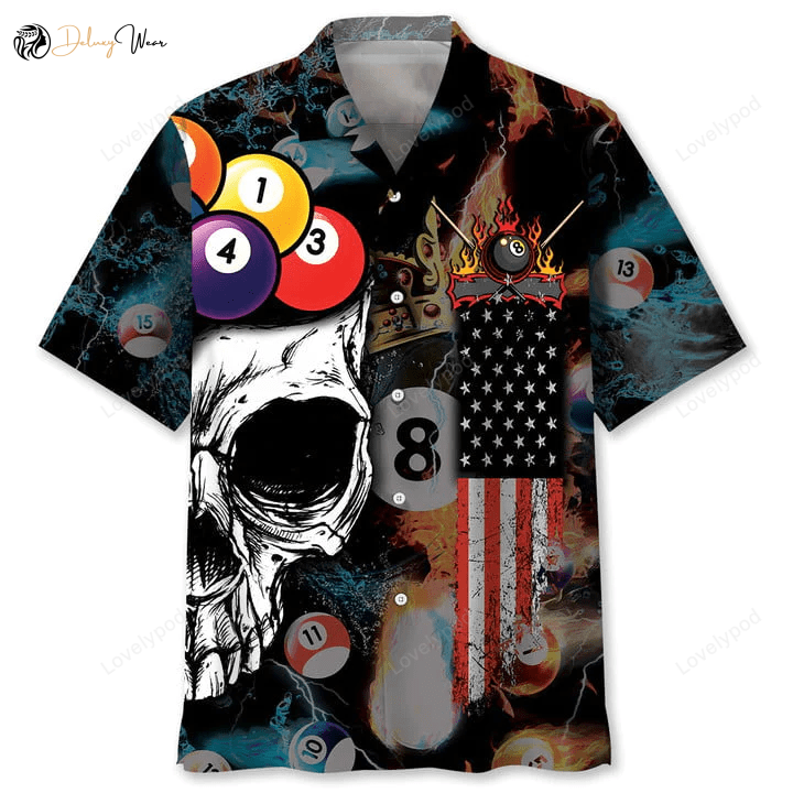 Billiard Skull Hawaiian Shirt for Men – Perfect Gift for Billiard Players
