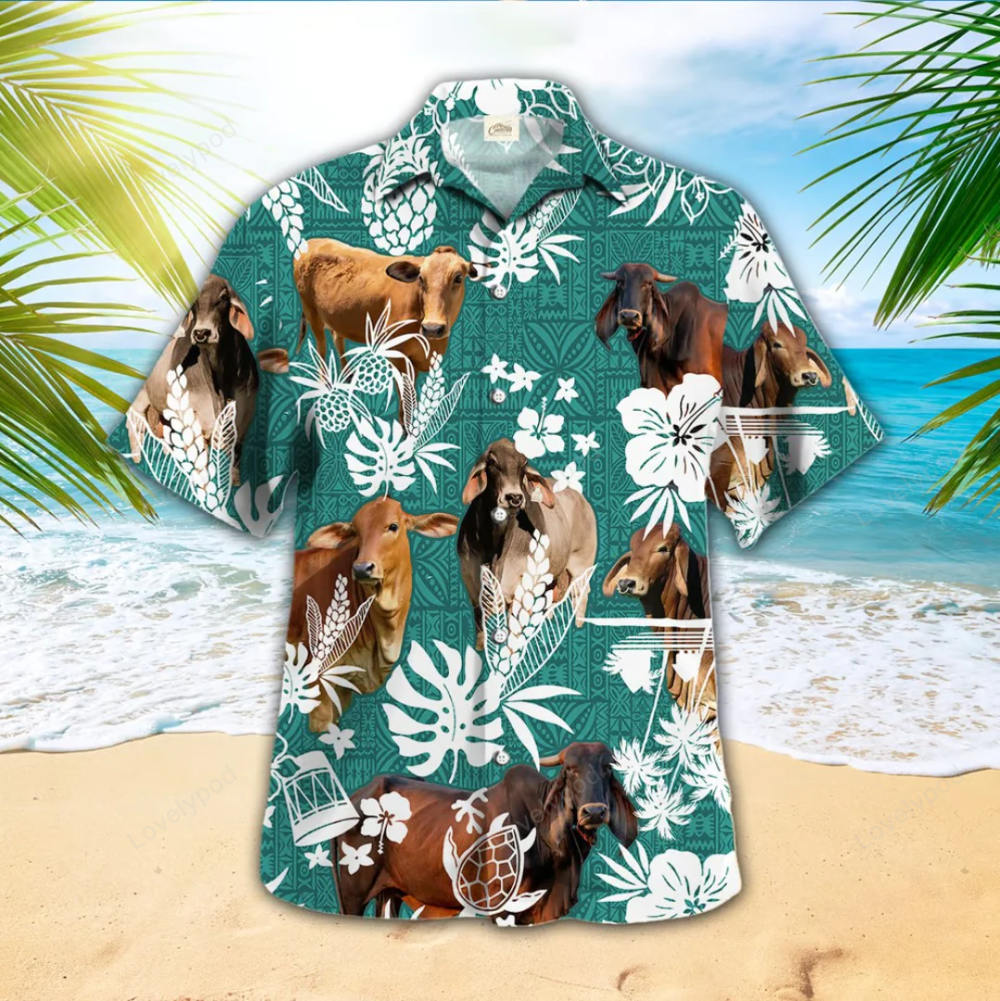 Brahman Cow Hawaiian Shirt for Cow Lovers Men s Funny Gift Cow Shirts Hawaiian Style