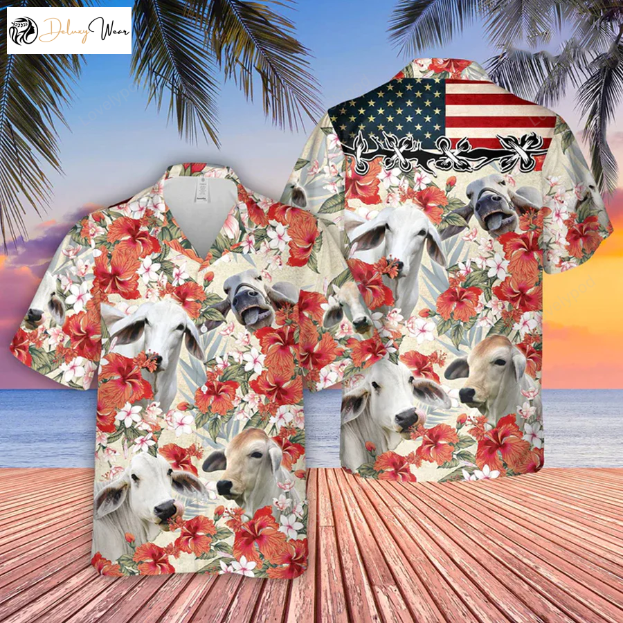 Brahman Hibicus Floral 3D Hawaiian Shirt: Summer Aloha Shirt for Men & Women