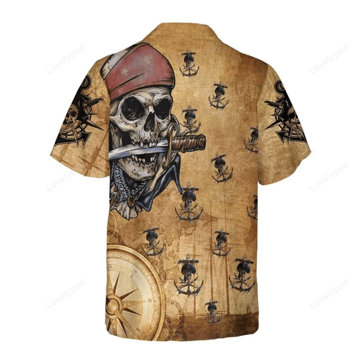 Vintage Design Hawaiian Shirt: Captain Pirate with Knife Anchors