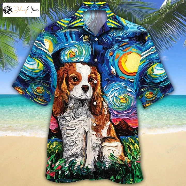 Cute Cavalier King Charles Hawaiian Shirt: Stylish Nightwear for Dog Lovers