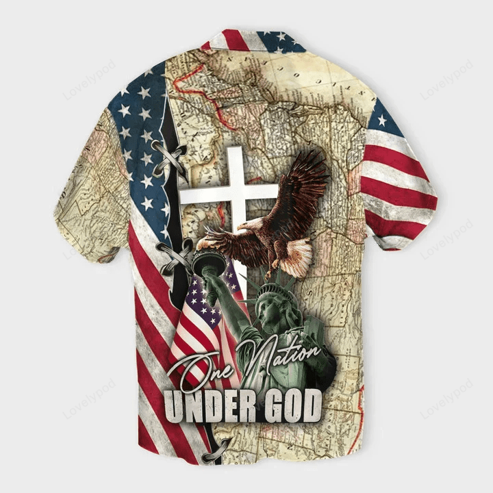 Show Your Patriotism with Cool America Hawaiian Shirt Gift for Men Women Fans – One Nation Under God