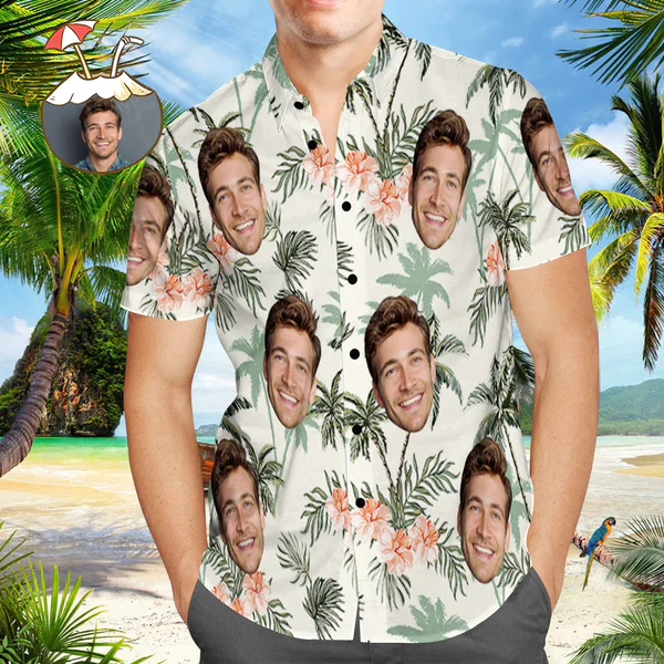 Custom Hawaiian Beach Shirt with Vintage Face Design – Perfect Gift for Boyfriend