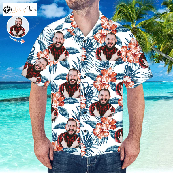 Custom Hawaiian Beach Shirt with Vintage Face Design – Perfect Gift for Boyfriend