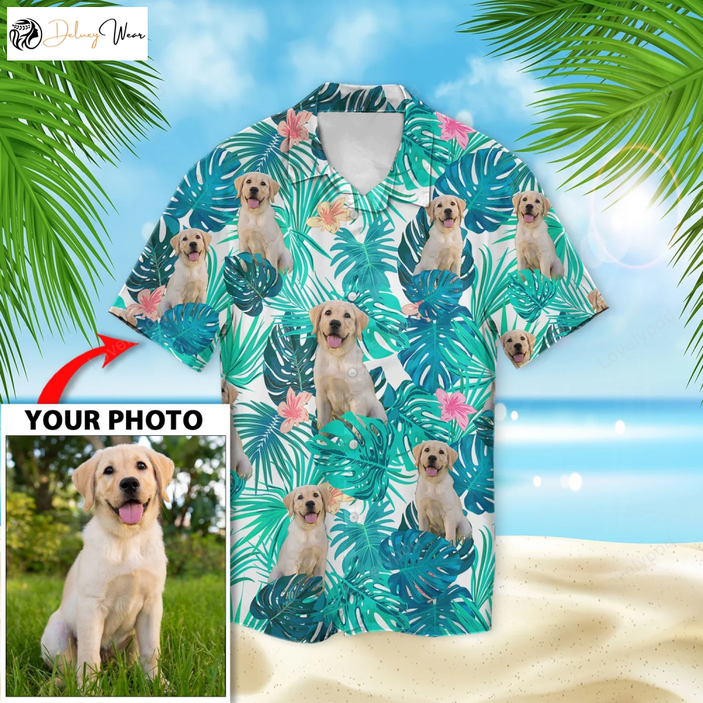 Custom Image Dog Flower Hawaiian Shirt – Labrador Retriever Aloha Shirt for Men & Women