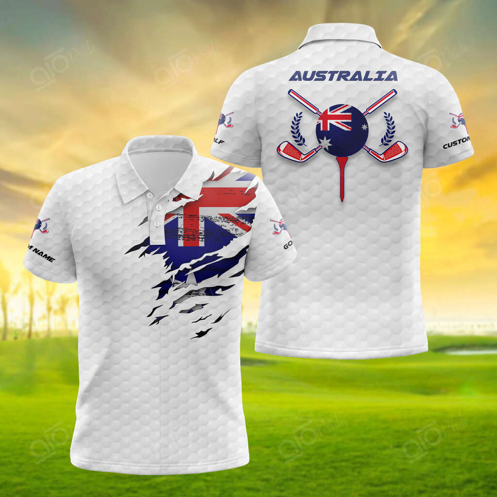 Custom Name Australia Golf 3D Polo Shirt For Men Sport Gift For Men Sport Gift