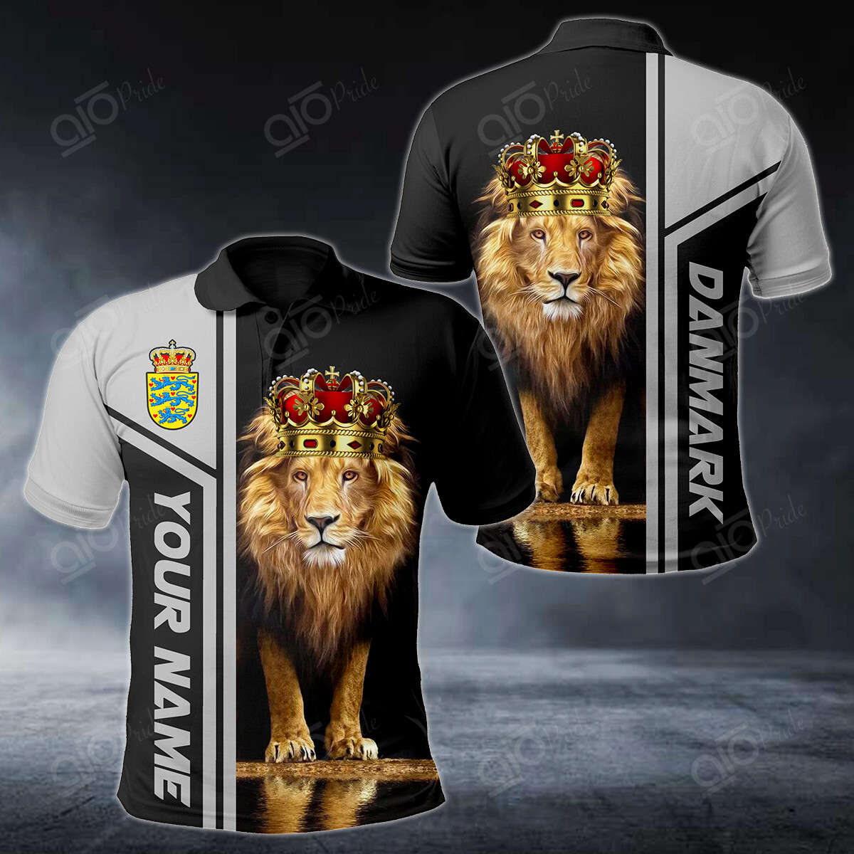 Custom Name Danmark Lion King 3D Polo Shirt For Men Sport Gift For Men Sport Gift Custom Name Danmark Lion King 3D Polo Shirt For Men Sport Gift For Men Sport Gift