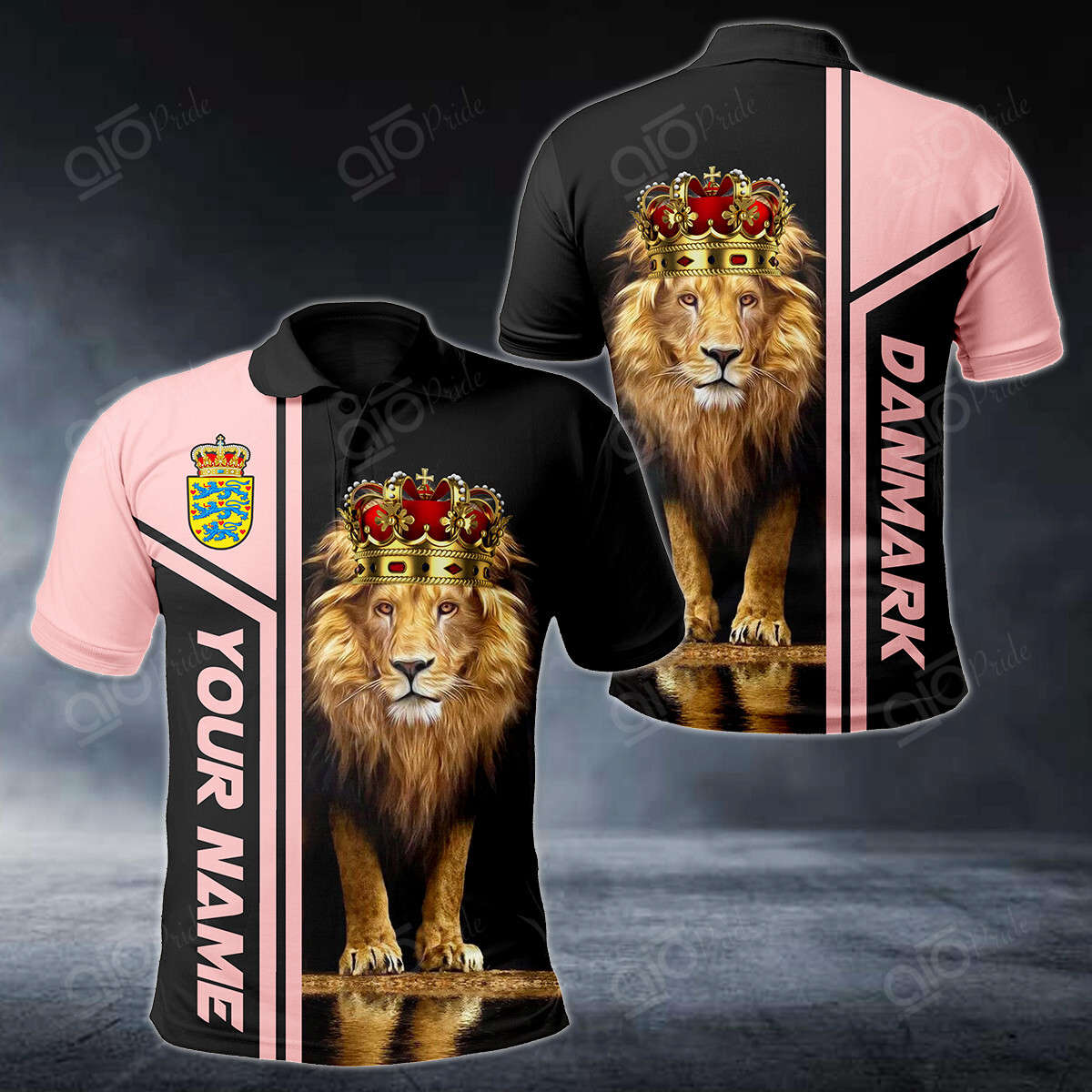 Custom Name Danmark Lion King 3D Polo Shirt For Men Sport Gift For Men Sport Gift Custom Name Danmark Lion King 3D Polo Shirt For Men Sport Gift For Men Sport Gift