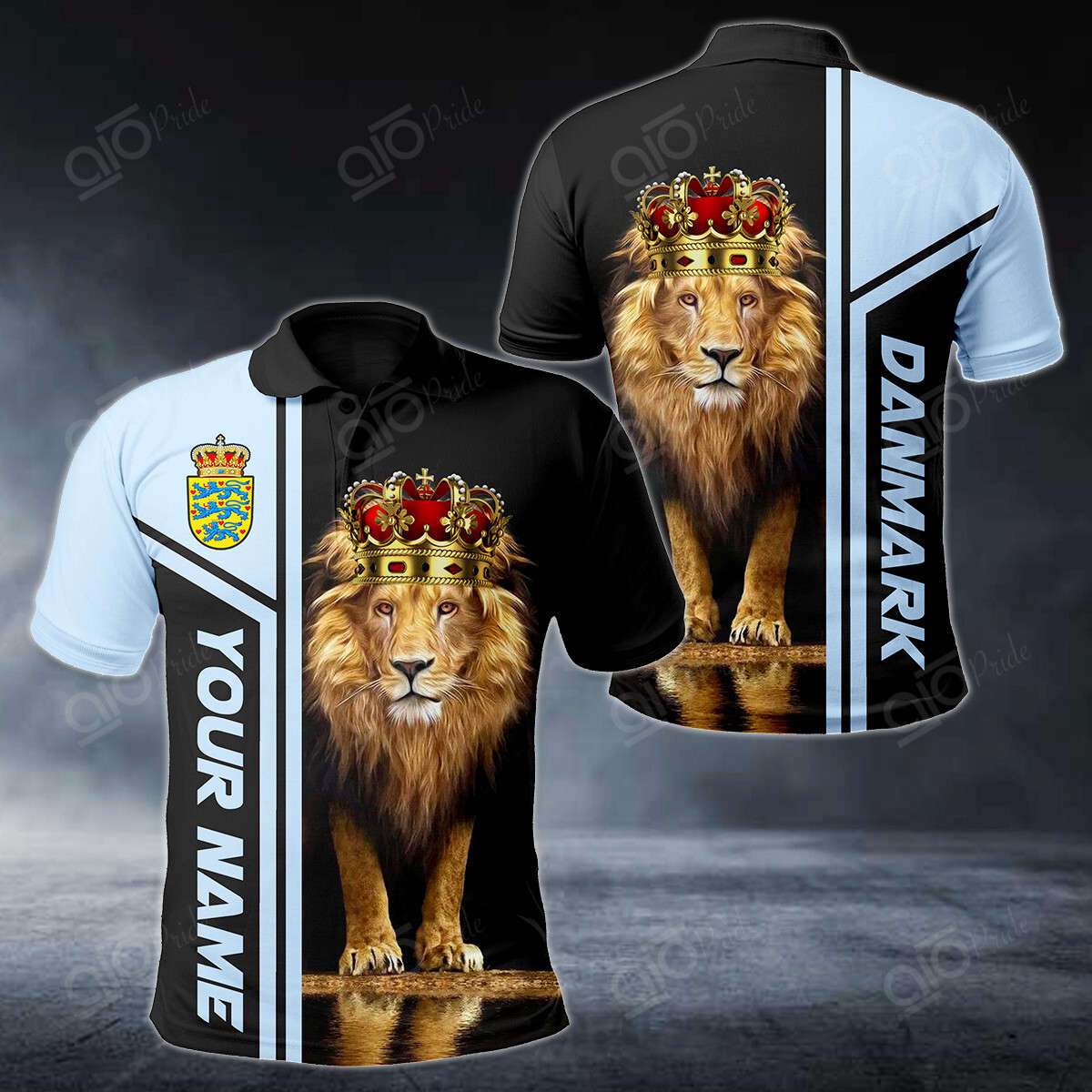 Custom Name Danmark Lion King 3D Polo Shirt For Men Sport Gift For Men Sport Gift Custom Name Danmark Lion King 3D Polo Shirt For Men Sport Gift For Men Sport Gift