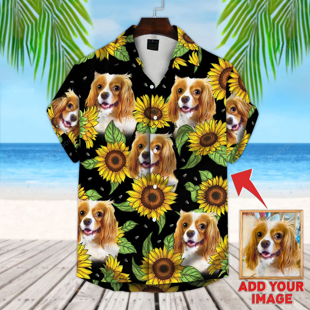 Custom Photo Dog Sea Pattern Hawaiian Shirt for Men – Summer Gift Aloha Shirt