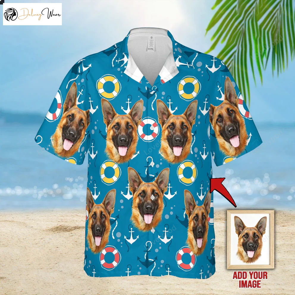 Custom Photo Dog Sea Pattern Hawaiian Shirt for Men – Summer Gift Aloha Shirt