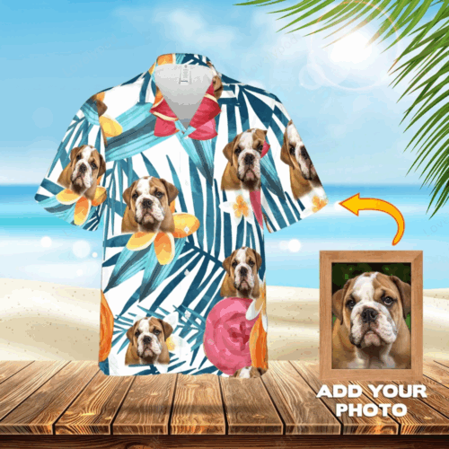 Custom Dog Springtime Blue Hawaii Shirt – Men s and Women s Short-Sleeve Hawaiian Shirt with Dog Flowers Pattern
