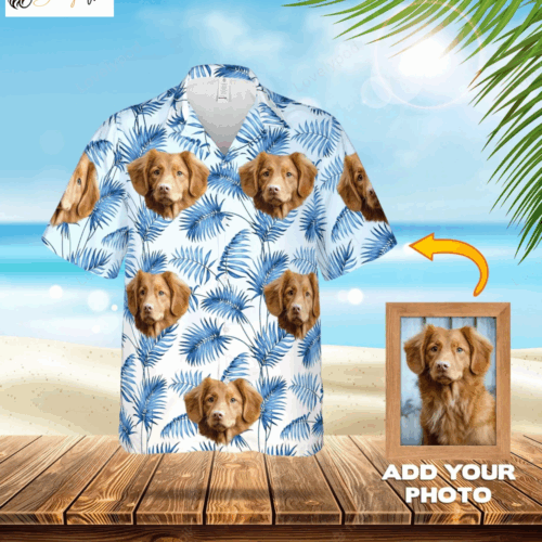 Custom Dog Springtime Blue Hawaii Shirt – Men s and Women s Short-Sleeve Hawaiian Shirt with Dog Flowers Pattern