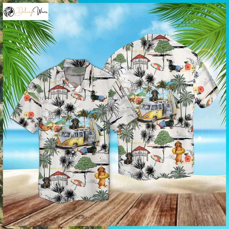 Dachshund Beach Retro Aloha Hawaiian Shirt – Stylish Unisex Summer Attire