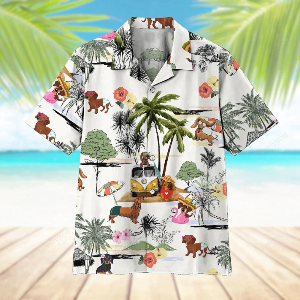 Dachshund Beach Retro Aloha Hawaiian Shirt – Stylish Unisex Summer Attire
