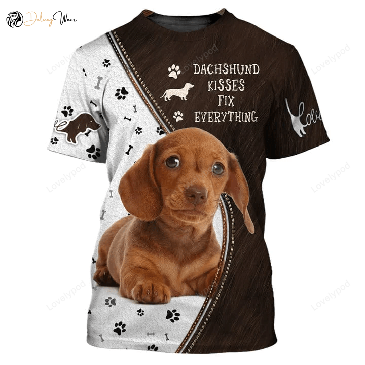 Dachshund Kisses Fix Everything 3D Shirt Hawaiian Shirt Hoodie & Zipper Hoodie for Humans