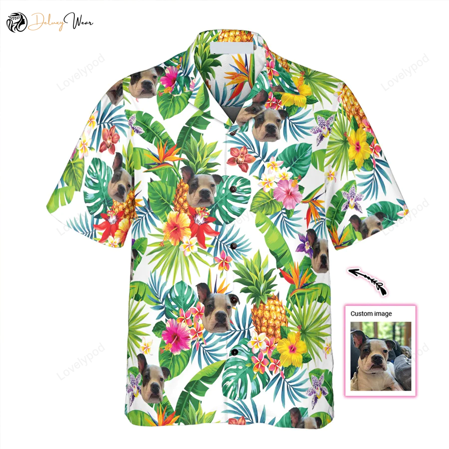 Custom Dog & Pineapple Hawaiian Shirt for Dog Lovers: Fun Tropical Design