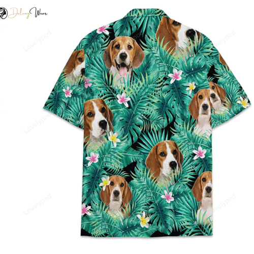 Beagle Pattern Hawaiian Shirt: Button Up Aloha Shirt for Men & Women