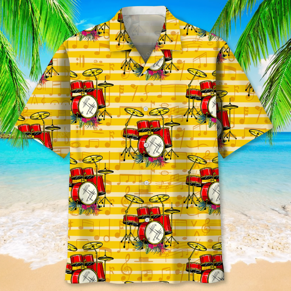 Drum Music Hawaiian Shirt – Perfect Gift for Drummers Drum Sticks Shirt Drum Band Tee