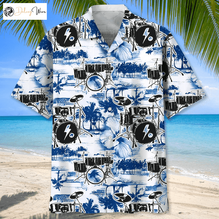 Drum Music Hawaiian Shirt – Perfect Gift for Drummers Drum Sticks Shirt Drum Band Tee