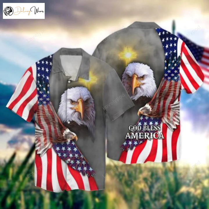 Get Ready for Independence Day with our 3D All Over Print American Hawaiian Shirt!
