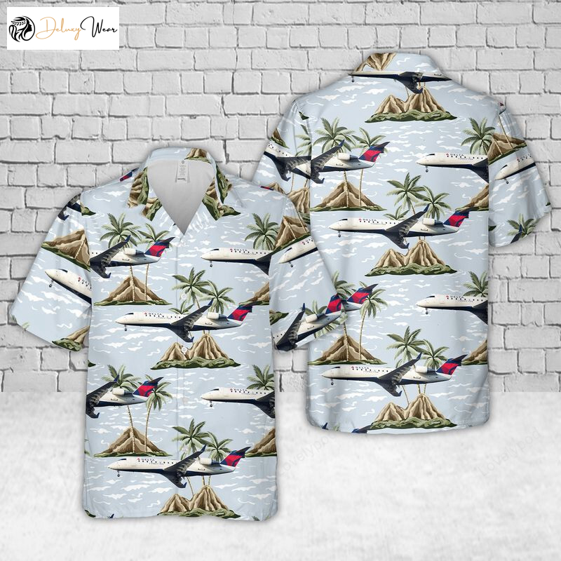 Hawaiian Shirt for Men: Endeavor Air Bombardier CRJ-200 – Embrace Hawaiian Vibes!