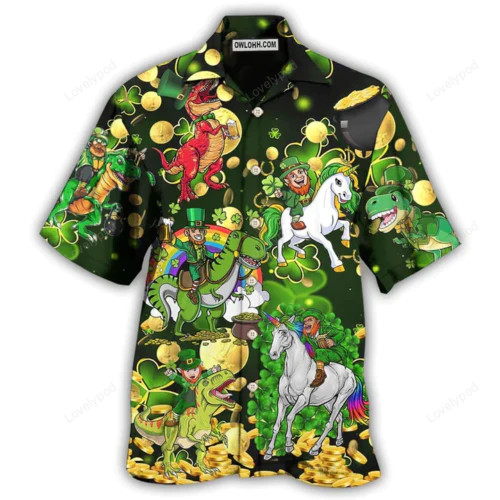 Flamingo and Beer Patrick s Day Hawaiian Shirt – Fun Gift for Men & Women
