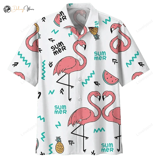 Flamingo Hawaiian Shirt – Trendy Men s Summer Gift Stylish Flamingo Shirt for Him