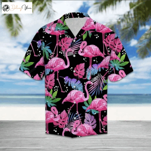 Men s Flamingo Hawaiian Shirt – Pink Palm & Ornamental Design