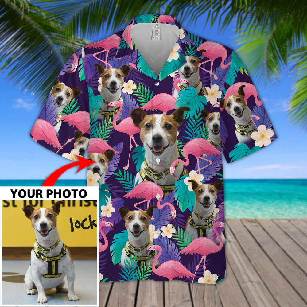 Flowers & Leaves Pattern Hawaiian Shirt – Custom Dog Floral Aloha Shirt for Men & Women
