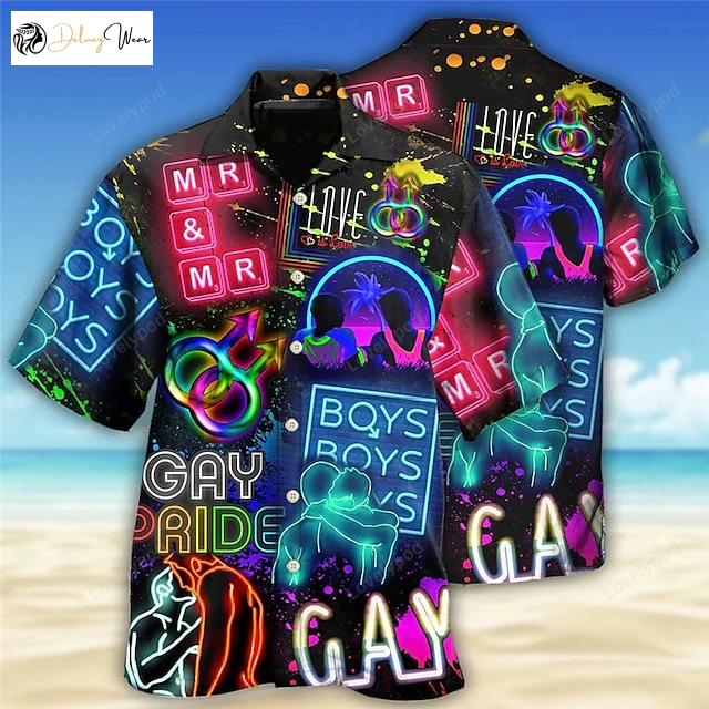 Love is Love Men s Shirt: Gay Pride Hawaiian Shirt Perfect for Summer