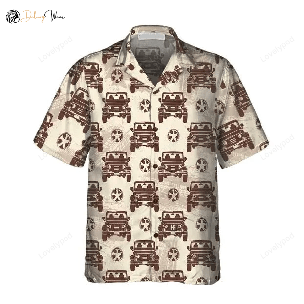 Vintage Car Enthusiasts Gift: Retro Jee Hawaiian Shirt with Seamless Pattern