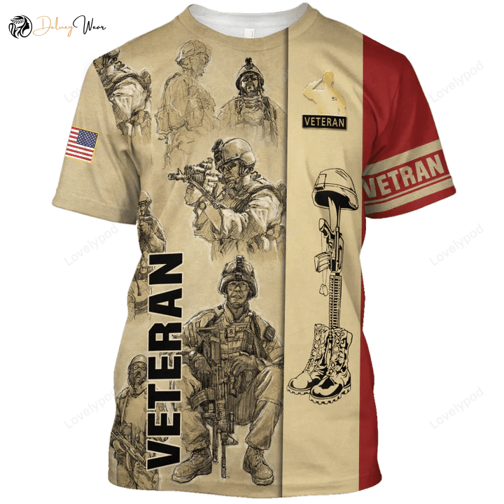 Show Your Support with 3D All Over Printed Veteran Shirts Hoodies & Hawaiian Shirts