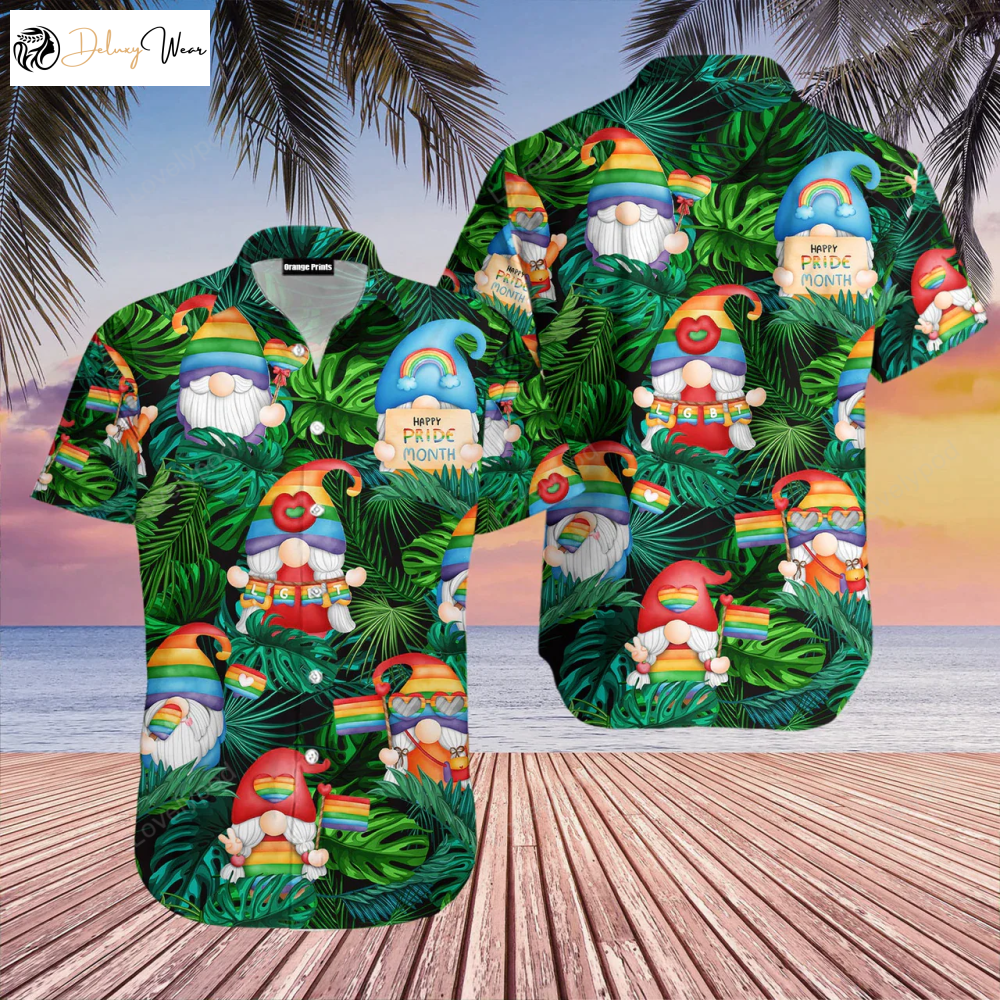 Gnomes LGBT Rainbow Hawaiian Shirt – Love Is Pride! LGBT Lesbian Gay Shirt