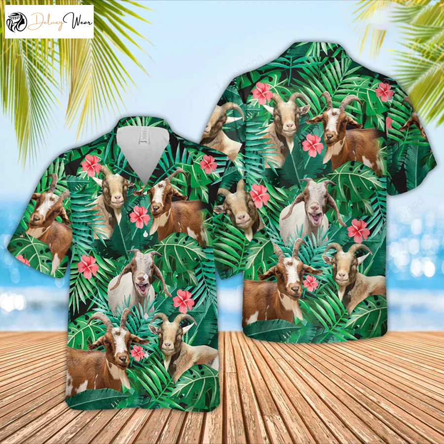 Goat Hawaiian Shirt for Men – Tropical Farm Lover Gift Unique Tropical Shirts