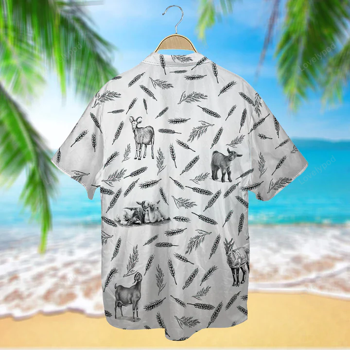 Goat Pattern Hawaiian Shirt – Animal Farm Goat Shirts for Men & Women