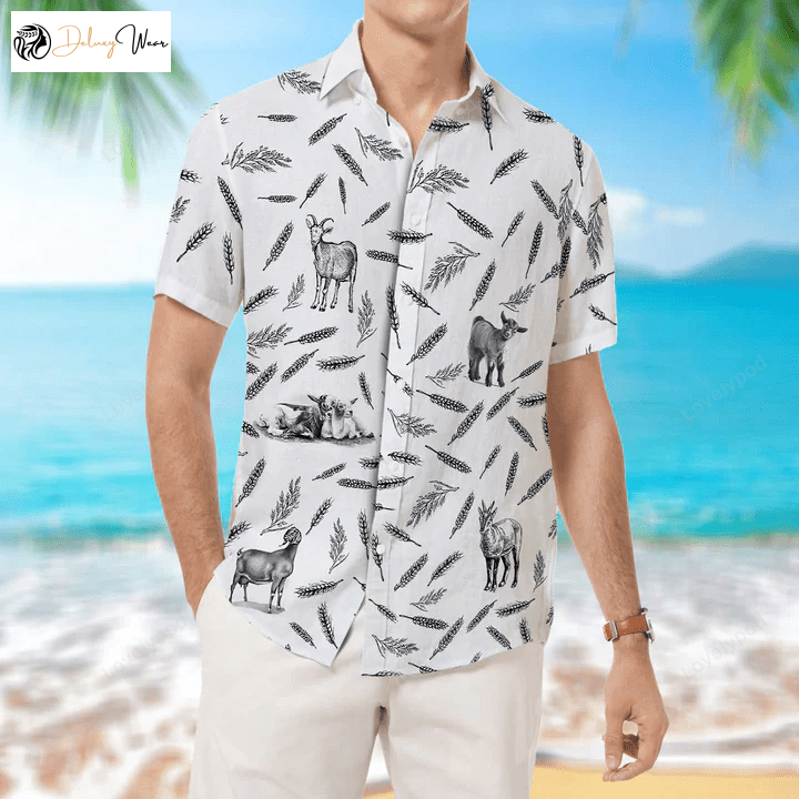 Goat Pattern Hawaiian Shirt – Animal Farm Goat Shirts for Men & Women