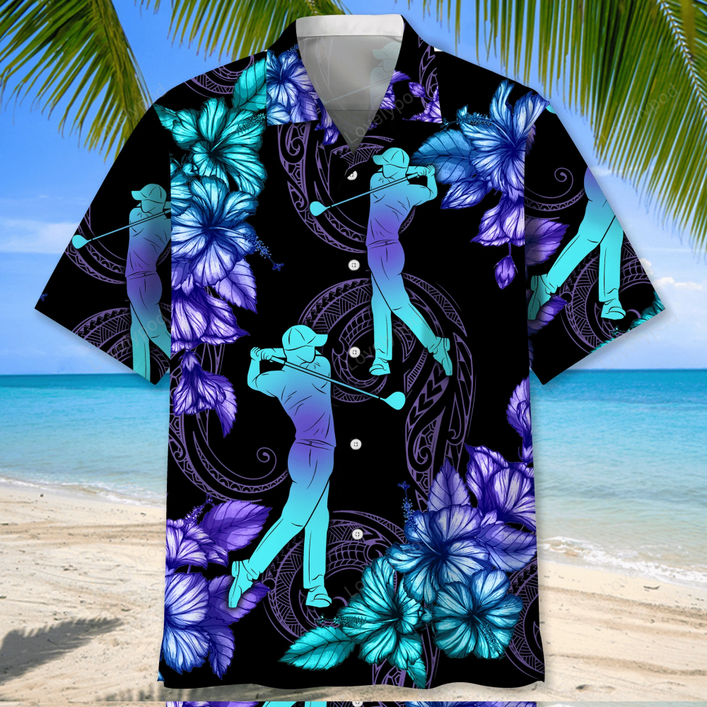 Men s Golf Black Hawaiian Shirt: Perfect Golf Life Gift for Players