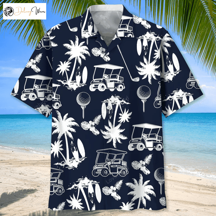 Men s Golf Black Hawaiian Shirt: Perfect Golf Life Gift for Players