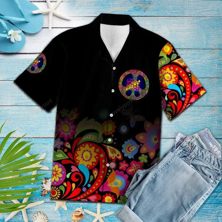 Stylish Paisley Peace Sign Hawaiian Shirt – Vibrant Pattern for a Trendy Look