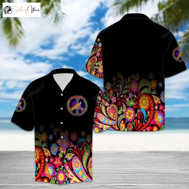 Stylish Paisley Peace Sign Hawaiian Shirt – Vibrant Pattern for a Trendy Look