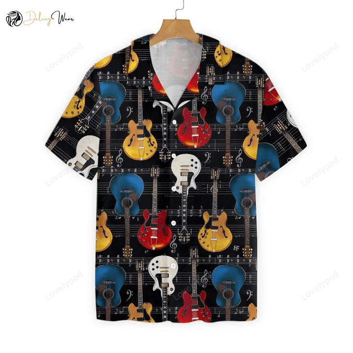 Stylish Guitar Pattern Hawaiian Shirt for Men and Women – Trendy Comfortable and Versatile!