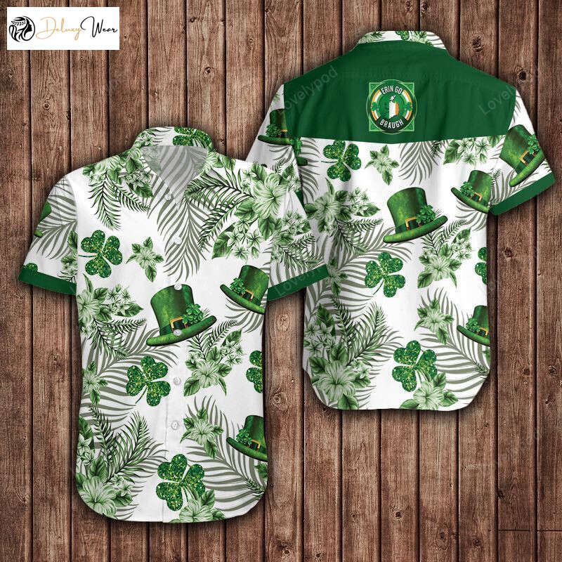 St Patrick s Day Hawaiian Shirt for Men – Green Hat & Shamrock Design Hawaiian Aloha Shirts