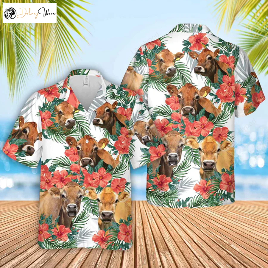 Jersey Hawaiian Flowers Hawaiian Shirt – Stylish Summer Gift for Men & Women
